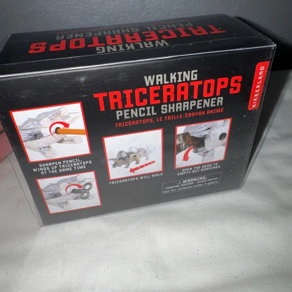 NIB dinosaur walking Triceratops pencil sharpener